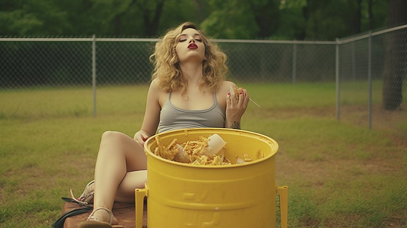 Woman at compost bin